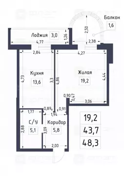 1-к кв. Татарстан, Казань ул. Комиссара Габишева, 45 (43.7 м)