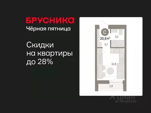 Студия Свердловская область, Екатеринбург Юго-Западный жилрайон, Южные ...