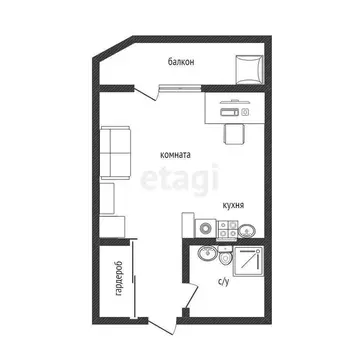 Квартира-студия: Краснодар, улица им. Героя Яцкова И.В., 17 (24.9 м)