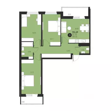3-к кв. Тюменская область, Тюменский муниципальный округ, д. Патрушева ...