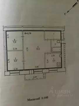 2-к кв. Волгоградская область, Волгоград ул. Кузнецова, 21 (43.0 м)