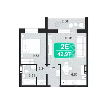 2-к кв. Забайкальский край, Чита ул. Богдана Хмельницкого, 14 (42.97 ...