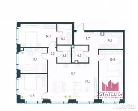 4-к кв. Москва Озерная ул., 1к1/3 (116.0 м)