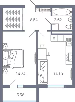 1-к кв. Самарская область, Волжский район, Черноречье с/пос, с. ...