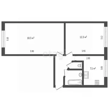 2-к кв. Вологодская область, Вологда ул. Михаила Поповича, 22Б (44.8 ...