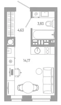 Студия Астраханская область, Астрахань Разум жилой комплекс (22.64 м)