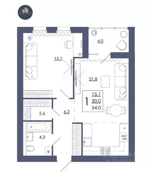1-к кв. Смоленская область, Смоленск ул. 2-я Киевская, 20Ак1 (54.0 м)