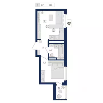 1-к кв. Башкортостан, Уфа ул. Евгения Столярова, 13 (28.6 м)