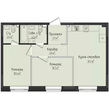 2-к кв. Удмуртия, Завьяловский район, с. Первомайский ул. Строителя ...