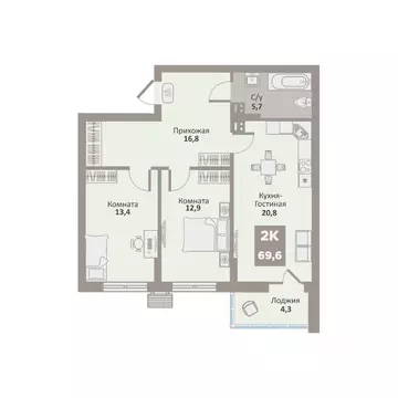 2-к кв. Курганская область, Курган Заозерный жилрайон, 12-й мкр, 1 ...