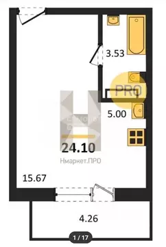 Студия Челябинская область, Челябинск ул. Маршала Чуйкова, 14 (24.1 м)
