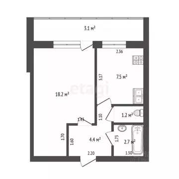 1-к кв. Тюменская область, Тюмень Комбинатская ул., 63 (34.0 м)