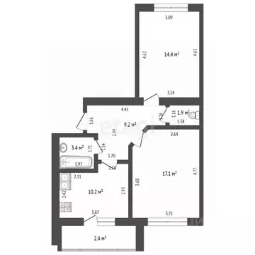 2-к кв. Мордовия, Саранск просп. 70 лет Октября, 57 (58.6 м)