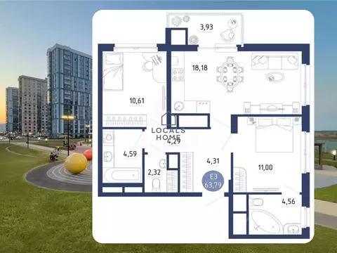 2-к кв. Рязанская область, Рязанский муниципальный округ, с. Дядьково ...