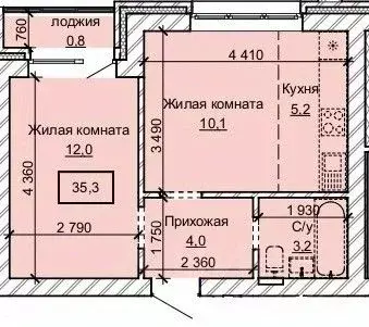 2-к кв. Алтайский край, Барнаул ул. Анатолия (35.3 м)