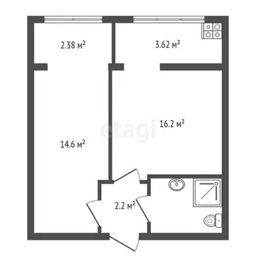 2-комнатная квартира: Тюмень, улица Республики, 237 (30.2 м)