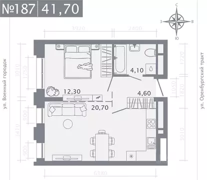 1-к кв. Татарстан, Казань Первомайский жилмассив, Оригана жилой ...