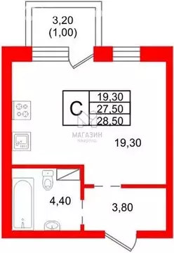 Квартира-студия: деревня Скотное, Вересковая улица, 4к2 (27.5 м)