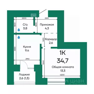 1-к кв. Алтайский край, Барнаул Просторная ул., 390к2 (34.7 м)