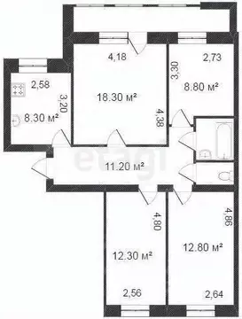 4-к кв. Вологодская область, Вологда 1-й ГПЗ-23 мкр, 2 (79.3 м)
