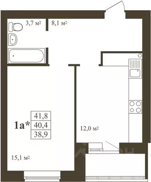 1-к кв. Тамбовская область, Тамбов Телецентр мкр,  (41.8 м)