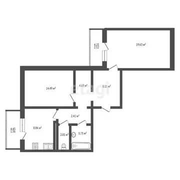 2-комнатная квартира: Воронеж, Беговая улица, 219/2 (64.4 м)