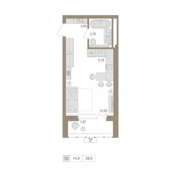 1-к кв. Башкортостан, Уфа бул. Яркий (28.09 м)