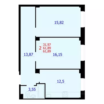 2-к кв. Красноярский край, Красноярск Северное ш. (61.89 м)
