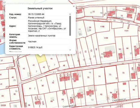 Участок в Калининград, СНТ Октябрьское, Короткая улица, 2 (3.62 м)