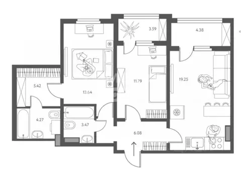 2-к кв. Липецкая область, Липецк ул. Перова, 2Д (67.91 м)