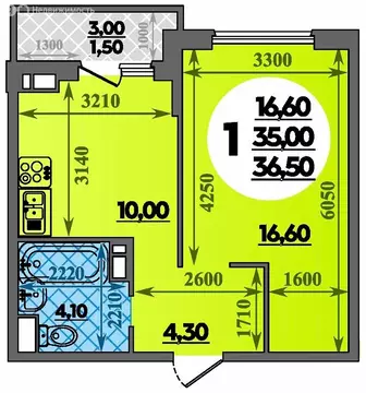 1-комнатная квартира: Краснодар, улица Героев-Разведчиков, 11к2 (36.5 ...