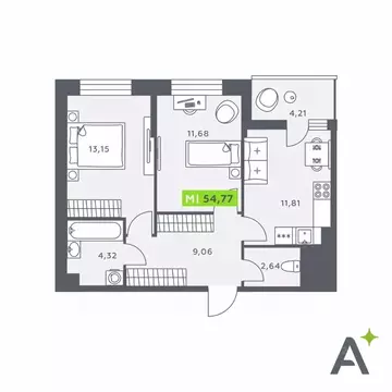 2-к кв. Ленинградская область, Всеволожский район, Заневское городское ...