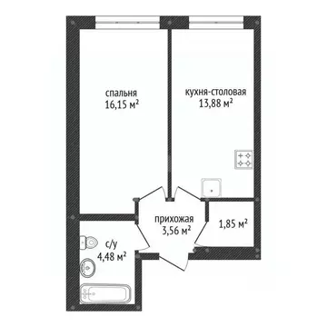 1-к кв. Башкортостан, Уфа ул. Бородинская, 19 (39.92 м)