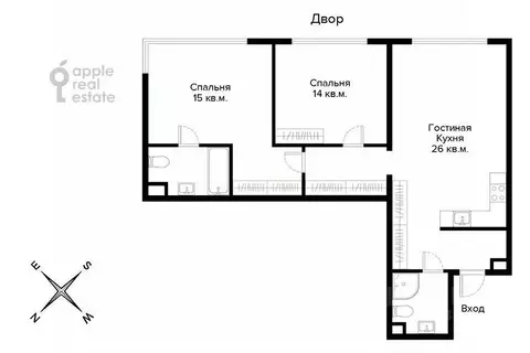 Квартира, 3 комнаты, 80 м