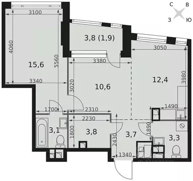 2-к кв. Москва Варшавское ш., 1 (54.4 м)