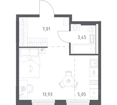 1-к кв. Башкортостан, Уфа ул. Минигали Губайдуллина, 8к9 (29.44 м)