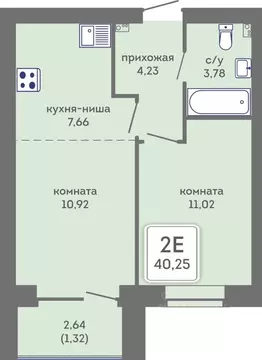 2-к кв. Пермский край, Пермь Кировоградская ул., 28 (40.25 м)