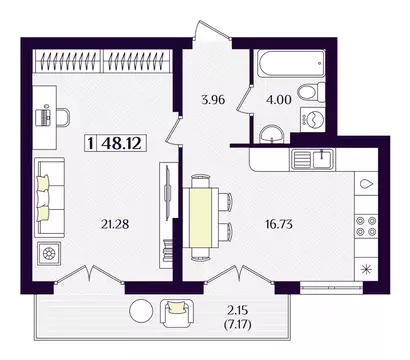 1-к кв. Калининградская область, Зеленоградск ул. Потемкина, 15А ...
