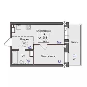 1-к кв. Псковская область, Псковский район, Завеличенская волость, д. ...