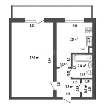 1-комнатная квартира: Прохладный, улица Добровольского, 43 (31.8 м)