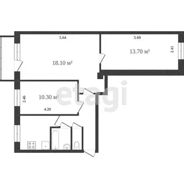 3-комнатная квартира: Калуга, Московская улица, 197 (57.7 м)