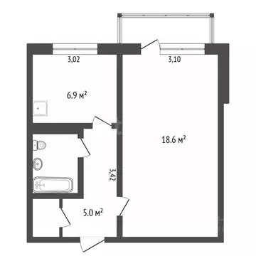 1-к кв. Амурская область, Благовещенск ул. Чайковского, 110 (35.4 м)