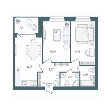 2-к кв. Ярославская область, Ярославль пос. Павловский, Волга-Лайф ...