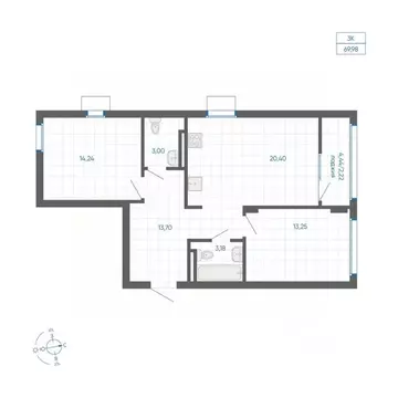 2-к кв. Челябинская область, Челябинский городской округ, пос. ...