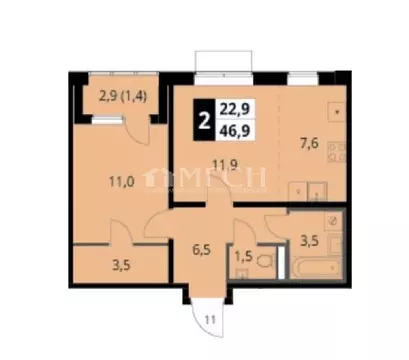 Продается 2-комнатная квартира