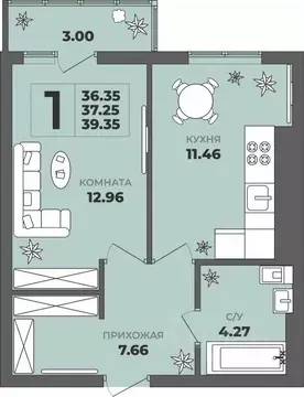 1-к кв. Калининградская область, Калининград ул. Генерала Толстикова, ...
