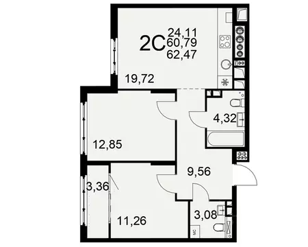 2-к кв. Рязанская область, Рязань Торговый Городок тер., Медиана жилой ...