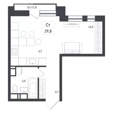 Квартира-студия: Московская область, городской округ Подольск, деревня ...