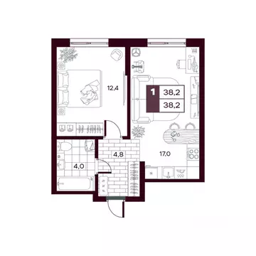 1-к кв. Тюменская область, Тюменский муниципальный округ, д. Дударева ...