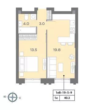 1-комнатная квартира: Москва, Ильменский проезд, 4к1 (40.3 м)